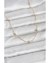 CM 14K Gold Renk Pirinç Top Zincirli 60 cm Kadın Kolye