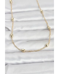 CM 14K Gold Renk Topçuklu Burgu Zincir Model 60 cm Kadın Kolye