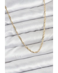 CM 14K Gold Renk Yassı Burgulu Model Kadın Kolye