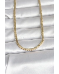 CM 14K Gold Renk Yassı Ezme Zincir Model 60 cm Kadın Kolye