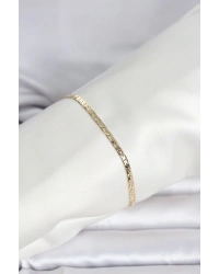 CM 14K Gold Renk Yassı Ezme Zincir Model Kadın Bileklik
