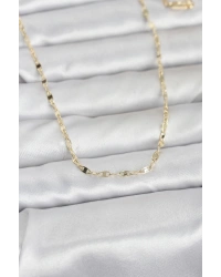 CM 14K Gold Renk Yassı Gemici Zincir Model 60 cm Kadın Kolye