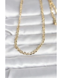 CM 14K Gold Renk Yassı Oval Zincirli Model 60 cm Kadın Kolye