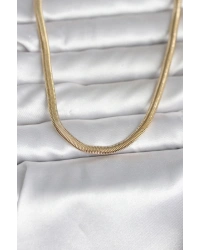 CM 14K Gold Renk Yassı Yılan Zincir Model 45 cm Kadın Kolye