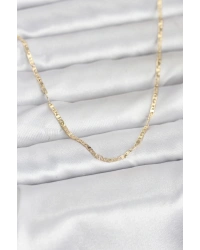 CM 14K Gold Renk Yassı Zincir Model 60 cm Kadın Kolye