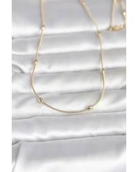 CM 14K Gold Renk Yılan Zincirli Damla Topçuk Model 60 cm Kadın Kolye