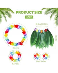 Çocuk Hawaii Kostüm Seti - Yaprak Etek & Hawaii Set - 5 Parça