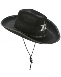 Çocuk Kovboy Şapkası Sheriff Şapkası Siyah Renk