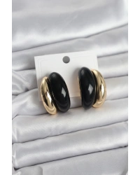 Damla Model Siyah Vintage Gold Renk Kadın Küpe