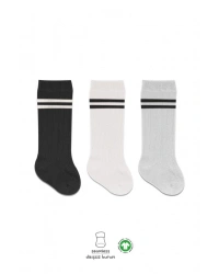 Derby Dizaltı Çorap 3Lü BS40101 Siyah Ekru Gri Çemberli