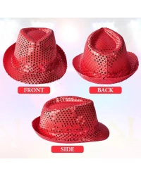 Disko Star Kırmızı Payetli Fötr Şapka Yetişkin Boy