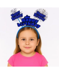 Doğum Günü Kutlaması İçin Mavi Taç – Işıltılı Yazılı Parti Tacı