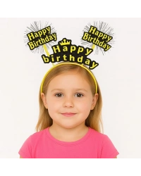 Doğum Günü Kutlaması İçin Sarı Taç – Işıltılı Yazılı Parti Tacı