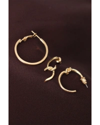 Düğüm Model Altın Renk Metal Çoklu Küpe