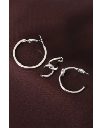 Düğüm Model Gümüş Renk Metal Çoklu Halka Küpe