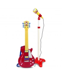 Elektronik Ayaklı Mikrofonlu Gitar Seti Kırmızı