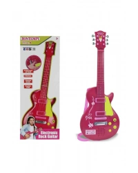 Elektronik Ayaklı Mikrofonlu Pembe Gitar