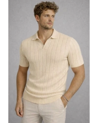 Erkek Kısa Kollu Polyemid Pamuk A Kalite Yazlık Tişört / Bej