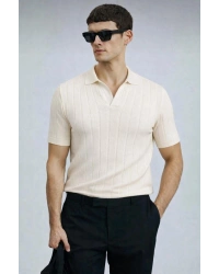 erkek yazlık kısa kollu slim fit polyemid kumaş kalitesi triko tişört Beyaz