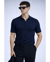 erkek yazlık kısa kollu slim fit polyemid kumaş kalitesi triko tişört Lacivert