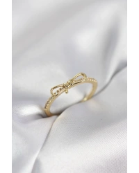 Fiyonk Model Zirkon Taşlı Gold Renk Kadın Yüzük