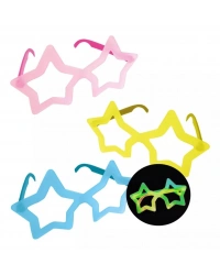 Fosforlu Yıldız Model Glow Parti Gözlüğü Karanlıkta Yanan Gözlükler 12 Adet