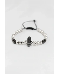 Füme Gümüş Renk Çelik Zirkon Objeli Asansörlü Bileklik