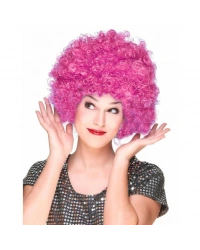 Fuşya Renk Kıvırcık Afro Bonus Peruk Saç Parti Peruğu