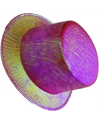 FuşyaRenkIşıltılıHologramKumaşKaplamaFötrSilindirŞapkaYetişkinBoy