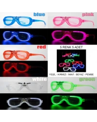 Glow Model Led Işıklı Parti Gözlüğü 3 Modlu 5 Renk 5 Adet