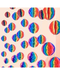 Gökkuşağı Renkli 30 cm Rengarenk Kağıt Süs Fener 1 Adet