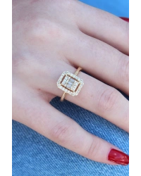 Gold Renk Baget Zirkon Taşlı Kadın Yüzük