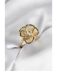 Gold Renk Çiçek Model Vintage Kadın Yüzük