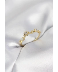 Gold Renk Gece Temalı Zirkon Taşlı Kadın Yüzük