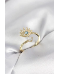 Gold Renk Göz Model Zirkon Taşlı Kadın Yüzük