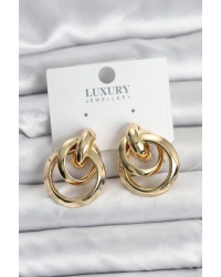 Gold Renk Halka Model Pirinç Kadın Küpe