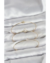 Gold Renk Kutup Yıldızı Model Zirkon Taşlı 3lü Kadın Bileklik Kombini