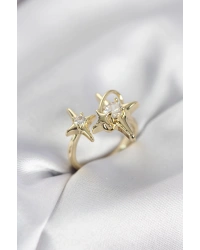 Gold Renk Kutup Yıldızı Model Zirkon Taşlı Kadın Yüzük