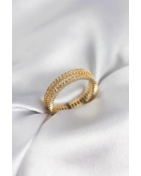 Gold Renk Minimal Zirkon Taşlı Kadın Yüzük