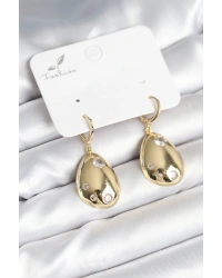 Gold Renk Pirinç Damla Model Kadın Küpe