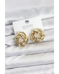 Gold Renk Pirinç Keskin Sarmal Model Kadın Küpe