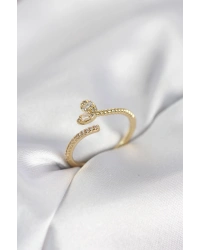 Gold Renk Pirinç Kuyruklu Kalp Model Kadın Yüzük