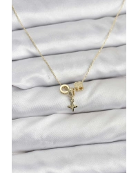 Gold Renk Pirinç Minimal Charmlı Kadın Kolye