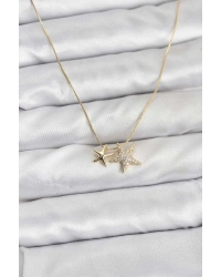 Gold Renk Pirinç Minimal Yıldız Model Kadın Kolye