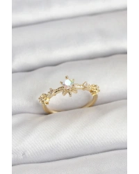 Gold Renk Pirinç Yıldız Model Kadın Yüzük