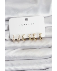 Gold Renk Pirinç Yıldız Modelli Kadın Küpe Seti