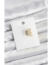 Gold Renk Pirinç Zirkon Taşlı Kıkırdak Earcuff Küpe