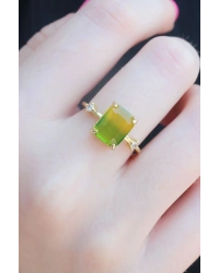 Gold Renk Renkli Zirkon Taşlı Pirinç Kadın Yüzük