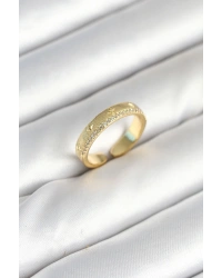 Gold Renk Şerit Zirkon Taşlı Kadın Yüzük