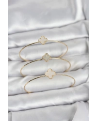 Gold Renk Yonca Model Zirkon Taşlı 3lü Kadın Bileklik Kombini